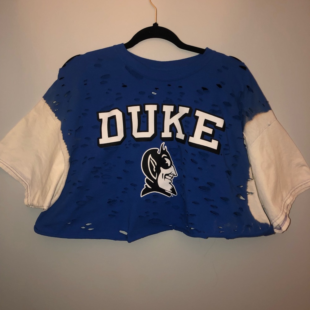 Custom Hand-Made, cropped Duke University Shirt